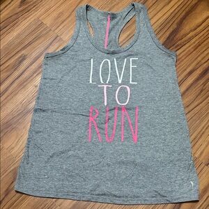 Danskin Now Gray Tank Top with Pink and White Print